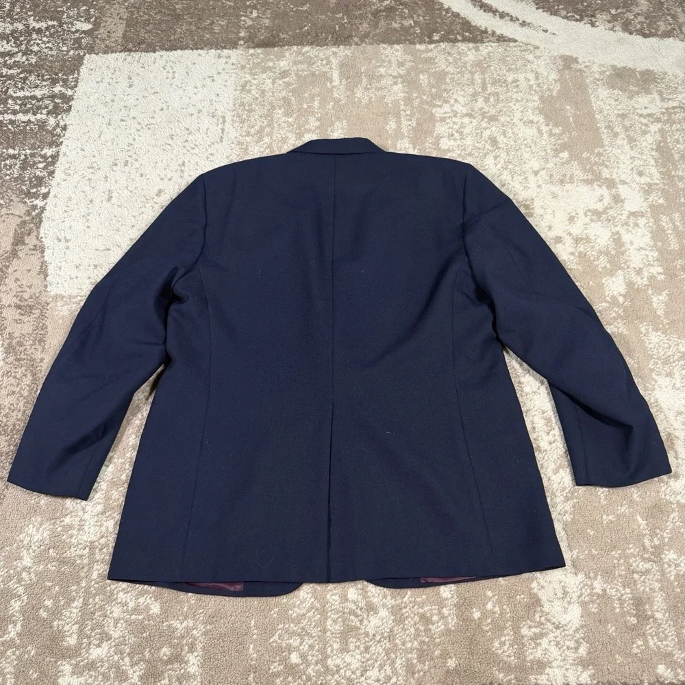 Vintage LL Bean Blazer Mens 44R Navy Blue Gold Button Sport Coat Polyester USA